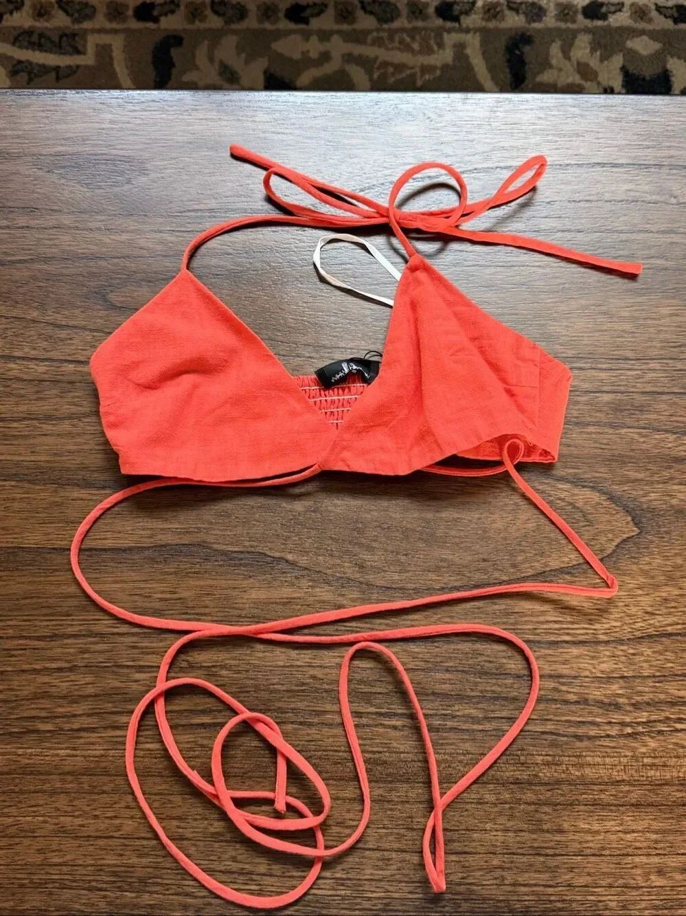 White Fox FEELINGS FADE Fire Orange Wrap Around Top XS
